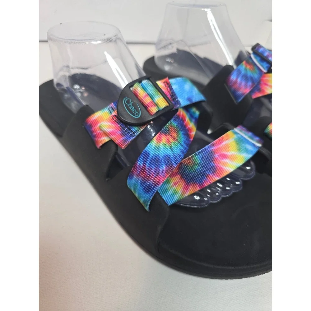 Chaco Chillos Slide M's 14 Sandals Black TieDye AdjustableStrap LUVSEAT‎ Footbed
